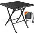 Gartentisch Wetterfest Klappbar 65x65cm Balkontisch Polyrattan Outdoor 60kg Belastbarkeit Klapptisch Terrasse Balkon Camping Tisch Schwarz