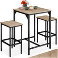 Bartisch Set 3-teilig, 1x Hochtisch mit 2x Barhocker, Essgruppe Industrial Style, Kaffeebar Moebel, Kuechentisch mit Stuehlen, Kuechenmoebel, Wohnzimmer Moebel (Industrial Holz hell, Eiche Sonoma)