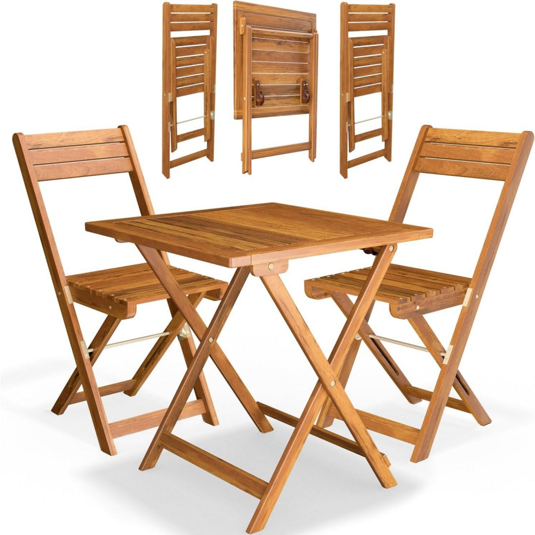 casaria balkonmoebel set 2 personen wetterfest holz vormontiert klappbar 110kg belastbarkeit balkon garten terrassenmoebel gartenmoebel 3- akazie