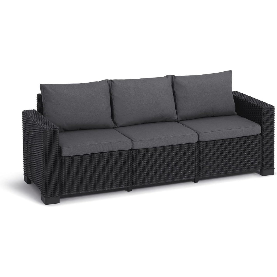 California 3-Sitzer anthrazit, Version 2022 - Rattanoptik, wetterfest, Garten, Outdoor