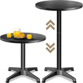 2-in-1 Hoehenverstellbarer Runder Bar-/Bistrotisch, Schwarz Aluminium, Wetterfest, Schwarz, 70 oder 115 cm hoch, 60 cm breit, Outdoor, Indoor, Rund, Camping, Garten, Party, Gastro