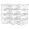 12er Set Aufbewahrungsbox mit Deckel, Schuhaufbewahrung Speicherbox Transparent Mit Deckel Kunststoff fuer Schuhe bis Groesse 41 LSP12WT