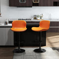 Barhocker 2er Set, Barhocker Hoehenverstellbar aus Kunstleder, wasserdicht und verschleissfest, Barhocker mit Lehne, Drehbarer Bar Stool, modern, Orange