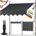 Klemmmarkise 250cm breit mit Handkurbel, Balkonmarkise ohne Bohren, Markise Balkon UV-bestaendig, wasserdicht, hoehenverstellbar, Outdoor Sonnenschutz zum Klemmen fuer Terrasse Garten