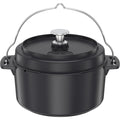 Dutch Oven 28 cm, schwarz, Deckel als Pfanne einsetzbar, hochwertiger Feuertopf aus emailliertem Gusseisen, mit Tragebuegel, 5,5 l, 36 x 30 x 22,5 cm