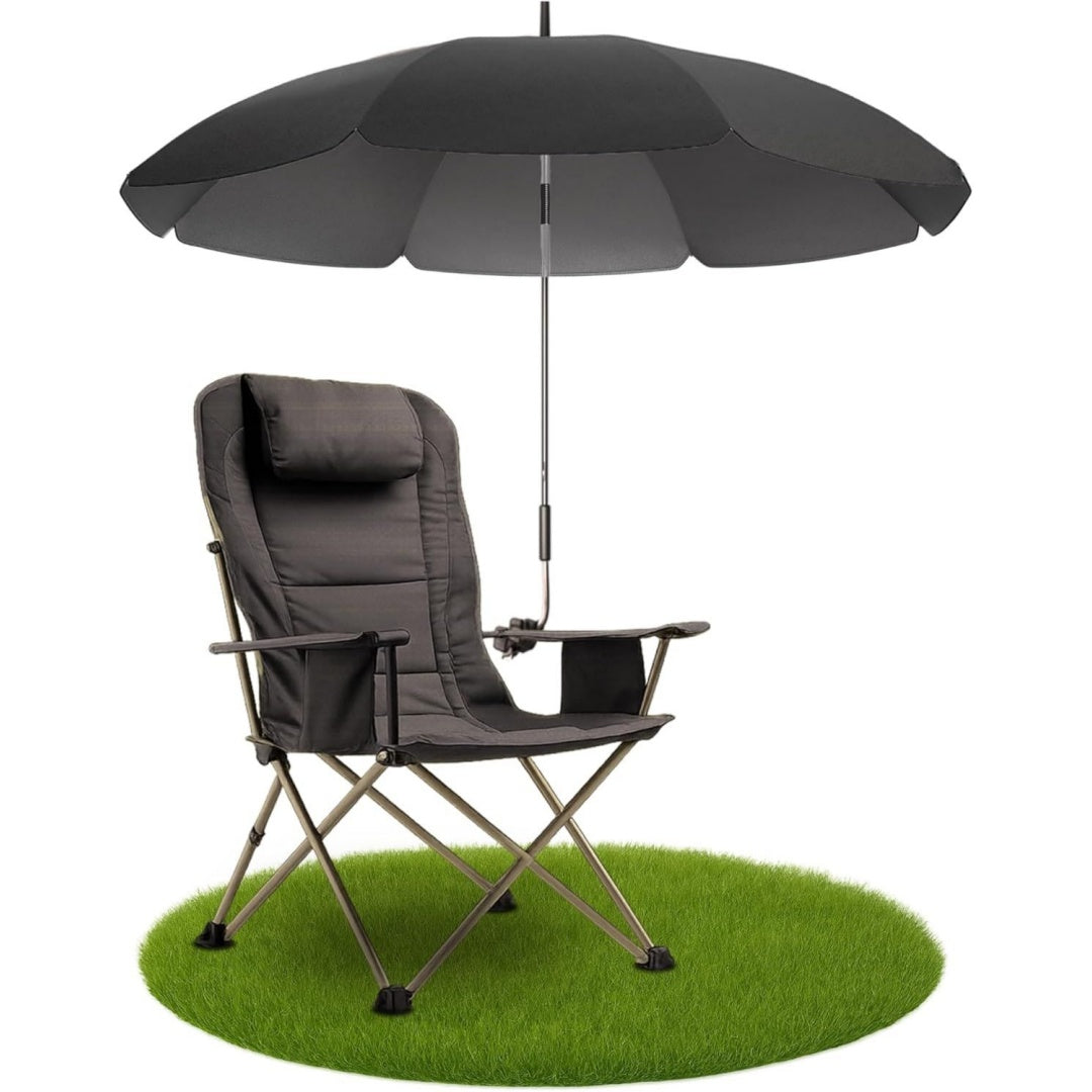 Stuhl Sonnenschirm fuer Liegestuhl mit UV Schutz 50+ / 120 cm Kuppelmass mit Uberhang - Klemmschirm Campingstuhl - Schirm fuer Stuhl mit Universal-Klemme Modell SAN FRANCISCO