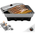 Tischraeucherofen Edelstahl Deluxe, 40x25x19cm, Mobiler Smoker, fuer bis zu 8 Fische, 2 Ebenen, Fettauffangplatte, 3 regulierbare Brenner